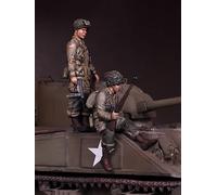 1/35 Resin miniature model kit WWII American soldier resin model kit (2 people, no car) unassembled and unpainted resin parts (Gx7E-2)