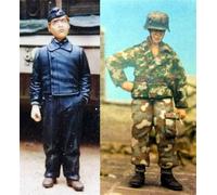 1/35 Resin Soldier Miniature Model kit WWII German Soldier Resin Model kit, unassembled and unpainted Resin Parts (2 Persons) (s92J -11)