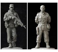 1/35 Resin Soldier Miniature Model kit WWII Soldier Resin Model kit, unassembled and unpainted Resin Parts (2 Persons) (s82J -19)