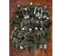 1/35 Resin WWII German Infantry Winter March Set, 15 Figures, Unpainted Kit | 1/35 scale resin figures, WWII German infantry winter march, 15 figures, unassembled and unpainted kit