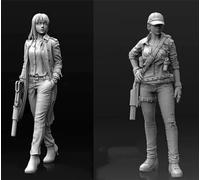 1/35 Sci-Fi Agent Female Soldier Resin Model Kit Unpainted and Unassembled Miniature Resin Model Parts and Components (2 Persons)//h5H7a-9