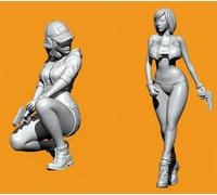 1/35 Sci-Fi Agent Female Soldier Resin Model Kit Unpainted and Unassembled Resin Model Parts (2 Persons) // I7S5-1