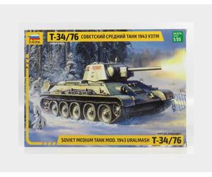 1:35 Zvezda Kampfpanzer T34-76 Soviet Medium Tank 1943 Kit ZS3689 Model
