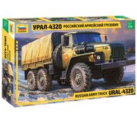Zvezda 3654 URAL-4320 Russian Army Truck 500783654-1:35 Ural 4320-Russian, Stand Model Building, Hobby, Crafts, Plastic Kit, Unvarnished, Small
