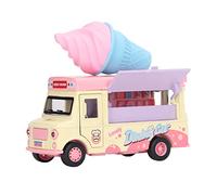 1:36 Light Music Alloy Die Cast Food Truck Toy Simulated and Flexible Pull Back Car with Magnetic Induction, Great Collection for Car Toy Amateur, Funny for Kids (Ice Cream Truck)