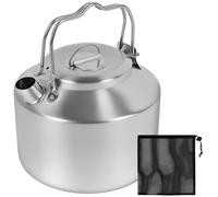 1.3L Heavy Duty Camping Kettle with Double Handle Stainless Steel Short Nozzle Design Portable Camp Tea Coffee Pot with Storage Bag for Camping Hiking Picnic BBQ Outdoor Activity