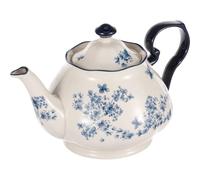 1.3L Vintage Floral Pattern Ceramic Teapot, Hand-Printed Underglaze Colour Ceramic Tea Pot with Lid and Handle for Home Tea House(Blue)
