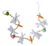 1.3m Easter Garland, Extra Long Bunny Carrot Wood Beads & Felt Decor for Hanging on Staircase Mantel Tree Spring Festival Easter Home Party Supplies