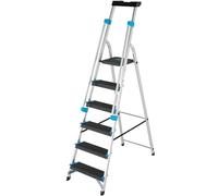 1.3m XL Platform Step Ladders 6 Tread Anti Slip Steps & Tool Tray Aluminium
