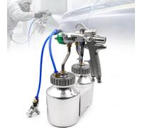 1.3mm Nano Chrome Double Nozzle Spray Gun, Double Head Pressure Feed, Air 8-12cfm, 2x1000ml Bottles, for Automotive, Furniture, Wood, Metal Coating