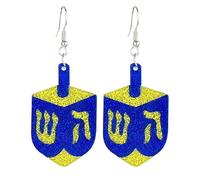 1-3Pairs Glitter Hanukkah Dangle Earrings for Women Blue White Menorah Star Of David Earringd Religious Jewish Holiday Jewelry Accessories Chanukah Christmas Gifts, Middle, Acrylic, No Gemstone
