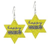1-3Pairs Glitter Hanukkah Dangle Earrings for Women Blue White Menorah Star Of David Earringd Religious Jewish Holiday Jewelry Accessories Chanukah Christmas Gifts, Middle, Acrylic, No Gemstone