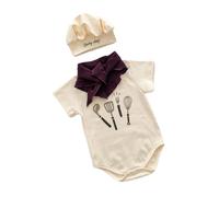 1. 3pc Chef Costume for Newborn Photos - Soft Cotton Hat Scarf & Romper Set with Easy Closures for Infants Infant Photography Costume Chefs Styles