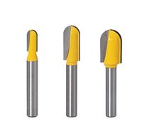 1/3pcs 1/4Inch 6.35mm Shank Round Nose Bit 90 Degree Deep V-Groove Bit Router Bits Set Core Box Bit For Woodworking Tools PVC Board(Round Shank 3pcs)