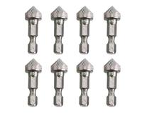 1/3PCS Hexagonal Shank Six-Blade Chamfering Tool Carbon Steel Sandblasting Chamfering Knife Woodworking Hole Opener Countersink(8PCS)