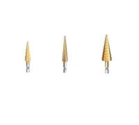 1/3pcs Hss Stepped Conical Drill Bit Titanium Coated Metal Hexagonal Core 4-32mm 1/4'' Metric Cutting Drilling Tool(3pcs)
