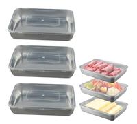 1~3Pcs Stainless Steel Food Containers with Lids, Storage Metal Food Containers with Lid, Fridge Storage Container, Cold Meat Containersss for Fridge, for Bacon Cheese Deli Fruit (3)