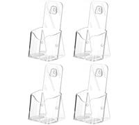 1/3rd A4/DL Portrait Leaflet Holder, Clear Acrylic Brochure Display Stand | 4-Pack Single-Pocket Dispenser for DL Size Flyers, Countertop & Wall Mountable, Ideal for Stores, Trade Shows, and Offices