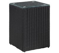 vidaXL Side Table With Glass Top Brown 35x35x52 cm Poly Rattan, Brown