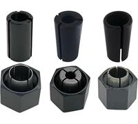 1/4",1/2",12mm Router Collet And Nut Set For Dewalt DW6214 DW618 Router with Reducer Sleeves 1/2"-3/8", 12.7mm-6mm, 12.7mm-8mm (6 Pck)