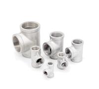 1/4" 1/2" 3/4" 1" 1-1/4" 1-1/2" SS304 T Shape Three Way Female Thread Pipe Fittings T Type Sraight Threaded Connection Adapter(DN15 81g)