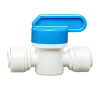1/4" & 1/4" OD 6.5mm Push Fit RO Water Filter Shut-Off Valve - Quick Connect Plastic Ball Valve with Handle - Universal Fittings for Fridge, RO Systems & Water/Air Lines