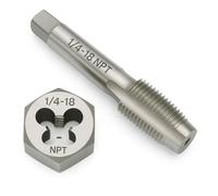 1/4"-18 NPT Tap and Die Set - GCr15 Alloy Steel Pipe Thread Tap and Hex Die Combo, Taper Thread Repair Tool for Conical Pipe Fittings