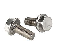 1/4-20 x 1" Flanged Hex Head Bolts Flange Hexagon Screws, Stainless Steel A2, DIN 6921, 25 PCS