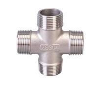 1/4" 3/8" 1/2" 3/4" 1" 1-1/4" 1-1/2" 2" BSP Male Cross 4 Ways Splitter 304 Stainless Pipe Fitting Connector Wate Gas Fuel Oil(Size:3/4")