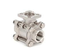 1/4" 3/8" 1/2" 3/4" 1"-2" BSPT Female Thread 304 Stainless Steel High Platform Heavy Duty 3-Section Full Port Ball Valve(DN10 3l8 Inch BSP,SS304 Mid-Duty)