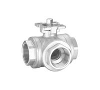 1/4" 3/8" 1/2" 3/4" 1" SS304 Stainless Steel High Platform Three-Way Ball T/L Type Female Thread DN8/DN10/DN15/DN20/DN25(T Type,0.5 Inch)