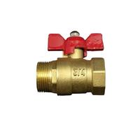 1/4" 3/8" 1/2" 3/4" BSPT Female to Male Thread Brass 2 Way Shut Off Ball Valve with Red Butterfly Handle(1/2")