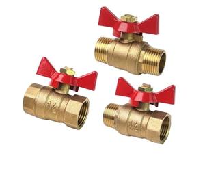 1/4 3/8 1/2 3/4 Lnch Female to Thread Two Way Brass Shut Off Ball Valve with Handle 1Pcs(DN15,M-F)