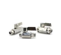 1/4" 3/8" 1/2" BSP Female Male x 4 6 8 10 12 16mm Push in Mini Sanitary Ball Valve Homebrew Beer SUS304 with Stainless Hanlde(1/8",BSPT Female_10MM)