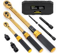1/4 3/8 1/2-inch Drive Click Torque Wrench, 8Pcs Torque Wrench Set 10-230in.lb, 5-50ft.lb, 10-180ft.lb with Adapters, ±3% Accuracy, 72-Tooth Dual Scale Torque Wrenches for Bike, Moto, Car Repair