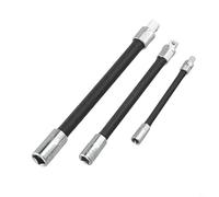 1/4 3/8 1/2 Inch Drive Flexible Extension Bar, 3-Piece Long Socket Wrench Adapter Set with Spring Technology for 360° Rotation, Polished Chrome