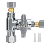 1/4 3/8 water line splitter, Feed Water Adapter for Refrigerators,Ice Maker | 3/8 Compression Tee Brass Angle Stop Add-A-Tee Valve, Under Sink Refrigerator Water Line Connector, 3/8" x 3/8" x 1/4"