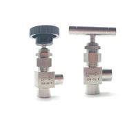 1/4" 304 Stainless Steel Through Board Type Right Angle Type Needle Valve Female Thread Globe Valve(Black Handle)