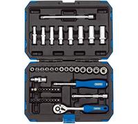 Draper 1/4" Drive 47-Piece Metric Socket Set 16355 - Square Drive, Soft-Grip Ratchet, Case