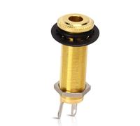 1/4" 6.35mm Brass Mono Guitar Bass Barrel Jack Socket Cylinder Input Output Jack with 3 Pins Metal Stereo Guitar Bass Barrel Output Jack Plug for Electric Guitar Bass (Golden)