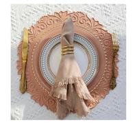 1/4/6PCS Round Placemats Shaped Faux Leather Table Mats Pad Kitchen Accessories Outdoor Indoor Place Mat for Kitchen Dining Outdoor Home Decoration(Pink,6pcs round 38cm)