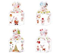 1/4/8/16/24Pcs Christmas Clear Gift Boxes PVC Transparent Empty Box Christmas Box Creative Holiday Decorative Sweet Boxes for Wrapping, Holiday, Wedding, Party Favors (24Pcs)
