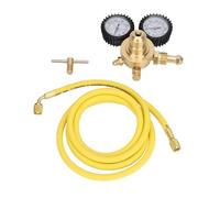 1/4" Brass Nitrogen Pressure Gauge Regulator Test Kit Brass Gas Pressure Reducing Valve Connection Gauge with 200cm Hose