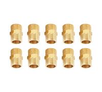 1/4 BSP to 1/4 BSP External Thread Brass Pipe Hex Nipple Fitting, 10 Pcs Quick Adapter, Durable Brass Connector - Wear Material, Easy Pneumatic Pipe Connection