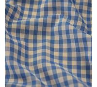 1/4" Checked Squares Polycotton Gingham Fabric Check Material Soft Dress Crafts Uniforms Table Cloth Bunting | 44" - 112 cm Wide (Sky Blue, Per Half Metre)