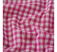1/4" Checked Squares Polycotton Gingham Fabric Check Material Soft Dress Crafts Uniforms Table Cloth Bunting | 44" - 112 cm Wide (Cerise Pink, Per Half Metre)