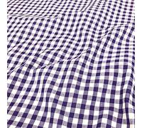 1/4" Checked Squares Polycotton Gingham Fabric Check Material Soft Dress Crafts Uniforms Table Cloth Bunting | 44" - 112 cm Wide (Purple, Per Metre)