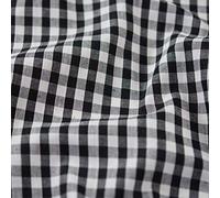 1/4" Checked Squares Polycotton Gingham Fabric Check Material Soft Dress Crafts Uniforms Table Cloth Bunting | 44" - 112 cm Wide (Black, Per Metre)
