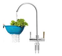 1/4'' Double Water Sink Faucet, Chrome Reverse Osmosis RO Drinking Water Filter Double Water and Hot Water Taps