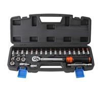 1/4" Drive 2-24 N·for M for Precision Torque Wrench Set with 72-Tooth Ratchet - 28-Piece for Bike & Motorcycle Repair Kit Including Sockets, Adapters, and Extension Rod